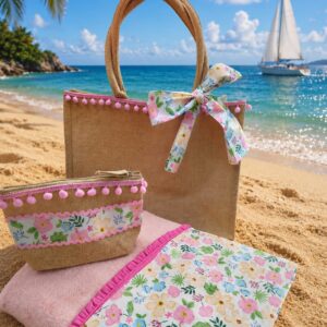 Conjunto yute flores